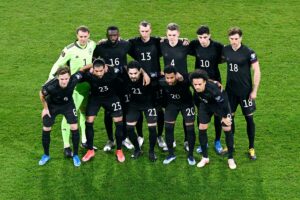 International football match, World Cup qualifier, Schauinsland-Reisen-Arena Duisburg; Germany vs Iceland; The German team.