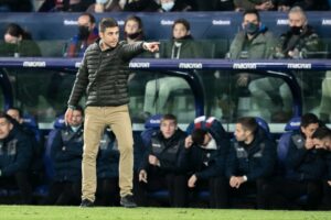 20th December 2021; Estadio Ciutat de Valencia, Valencia, Spain; La Liga Santander, Levante UD versus Valencia CF; Alessio Lisci head coach of Levante