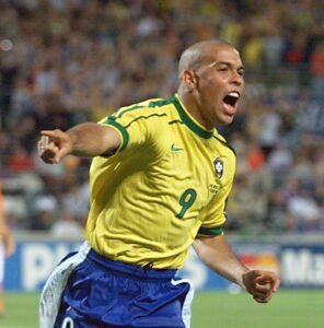 Brazilian forward Ronaldo jubilates after scoring