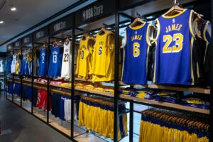 NBA flagship store for the professional basketball teams branded merchandise, New York City, USA