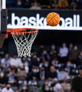 basketball game focus on ball